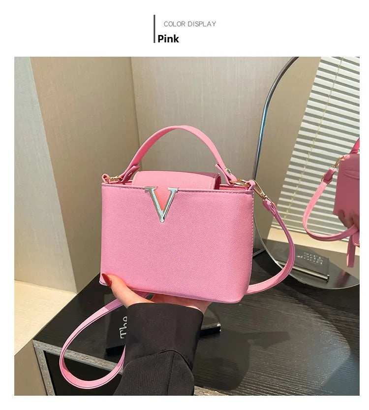 Luxury Women's Tote Bag, Chic V Shaped Stylish Pu Leather Bucket Bag, Top Cover Handbag Women Shoulder Crossbody Bag for Woman.