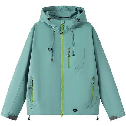 Outdoor Windbreaker Hooded Jacket Men Softshell Zip Up Windproof Waterproof Mountain Skiing Hiking Camping Jacket Autumn Coats