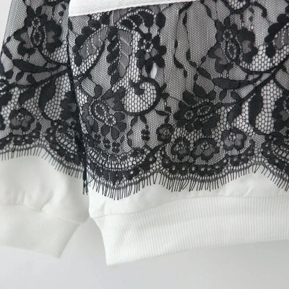 LZH Spring Autumn Girls Sports Suits Children Clothing Toddler Clothes Lace Warm Hooded Costume Outfit Kids Tracksuit Sets 3-8Y.