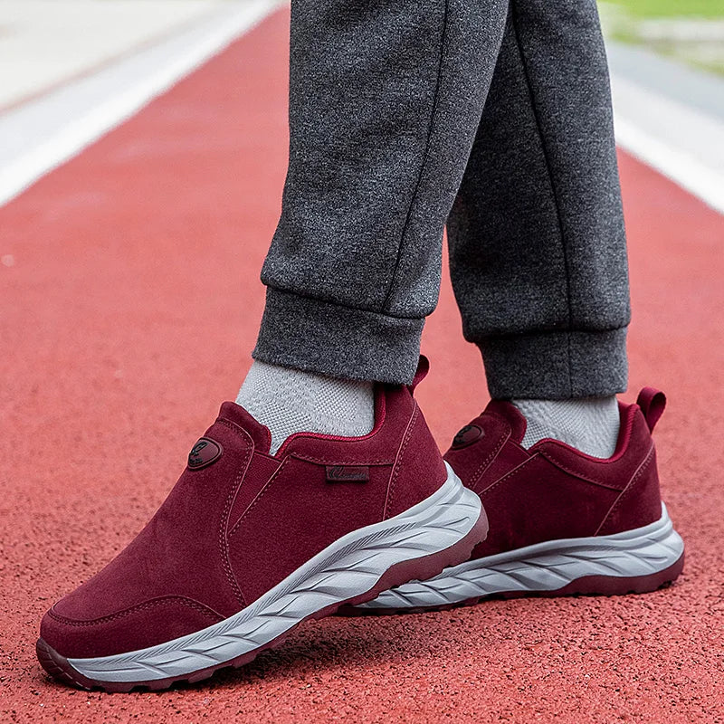 Mens Walking Shoes Leather Anti Slip Wear-resistant Autumn Fashion High-quality Soft Sole Comfortable Casual Flat Sneakers Man.