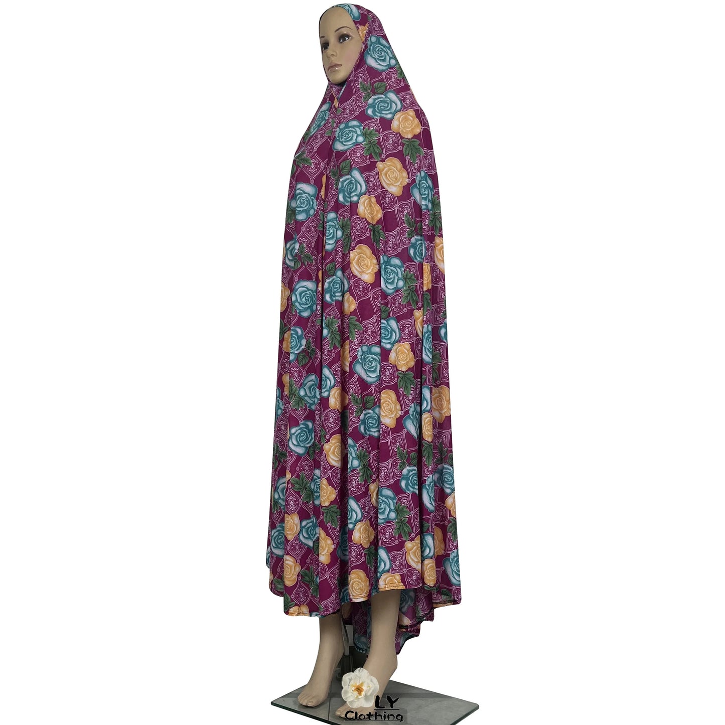 New Dubai Islamic Robe Ramadan Womens Hooded Abaya African Sleeveless Loose Soft Prayer Garment Muslim Floral Dress With Hijab.