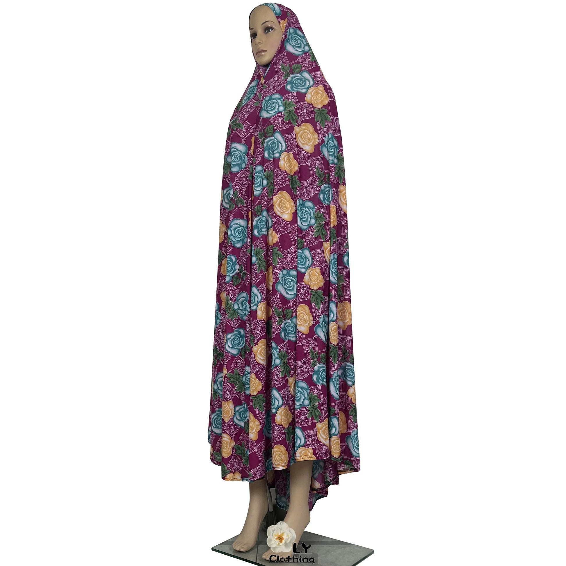 New Dubai Islamic Robe Ramadan Womens Hooded Abaya African Sleeveless Loose Soft Prayer Garment Muslim Floral Dress With Hijab.