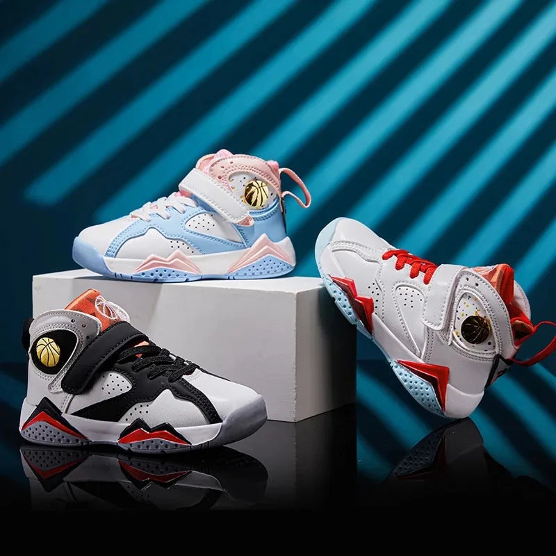 2025 Children's Basketball Shoes for Boys Non-slip Breathable Comfortable Sport Shoes Boys Outdoor Training Basketball Sneakers.