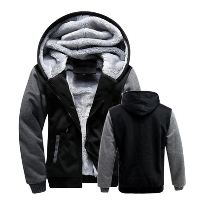 Winter Jacket Men Warm Coat Thick Fleece Male Zipper Hooded Jackets Casual Hooded Sportswear Outerwear Long Sleeves Sports Hoody.
