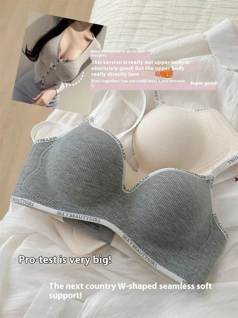 Wireless Push Up Bra for Small Chest - Seamless Anti-Sagging Invisible Bralette, Enhance Lift Comfort No Trace (Letter Design).