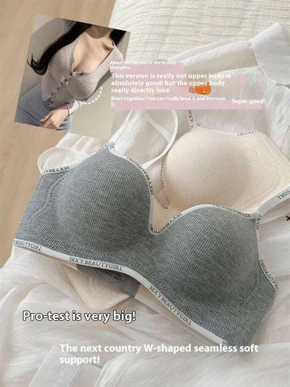 Wireless Push Up Bra for Small Chest - Seamless Anti-Sagging Invisible Bralette, Enhance Lift Comfort No Trace (Letter Design).