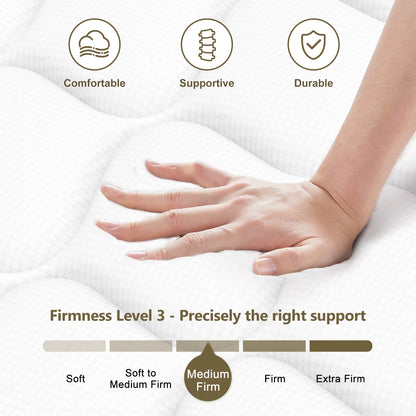 Daccormax Taschenfederkernmatratze 22 cm, ergonomisches 7-Zonen-Design, mittelfester, atmungsaktiver Bezug, Druckentlastungs- und Wirbelsäulenstütze