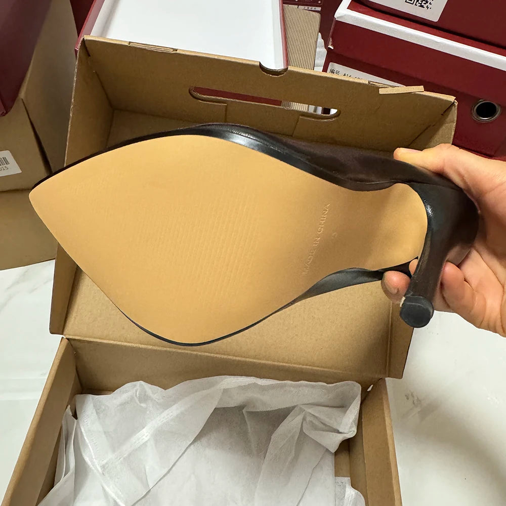 Tikicup Plus Size 40-48 Solid Black 15cm Extremely High Heel Pointy Toe Stiletto Pumps Slip On Crossdress Gragon Queen Shoes.