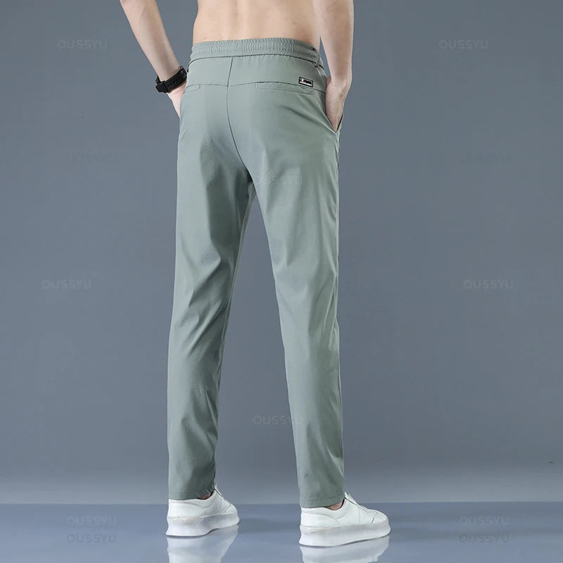 OUSSYU Brand New Spring Summer Men's Casual Pants Slim Pant Straight Thin Trousers Male Fashion Stretch Khaki Jogging 28-38.