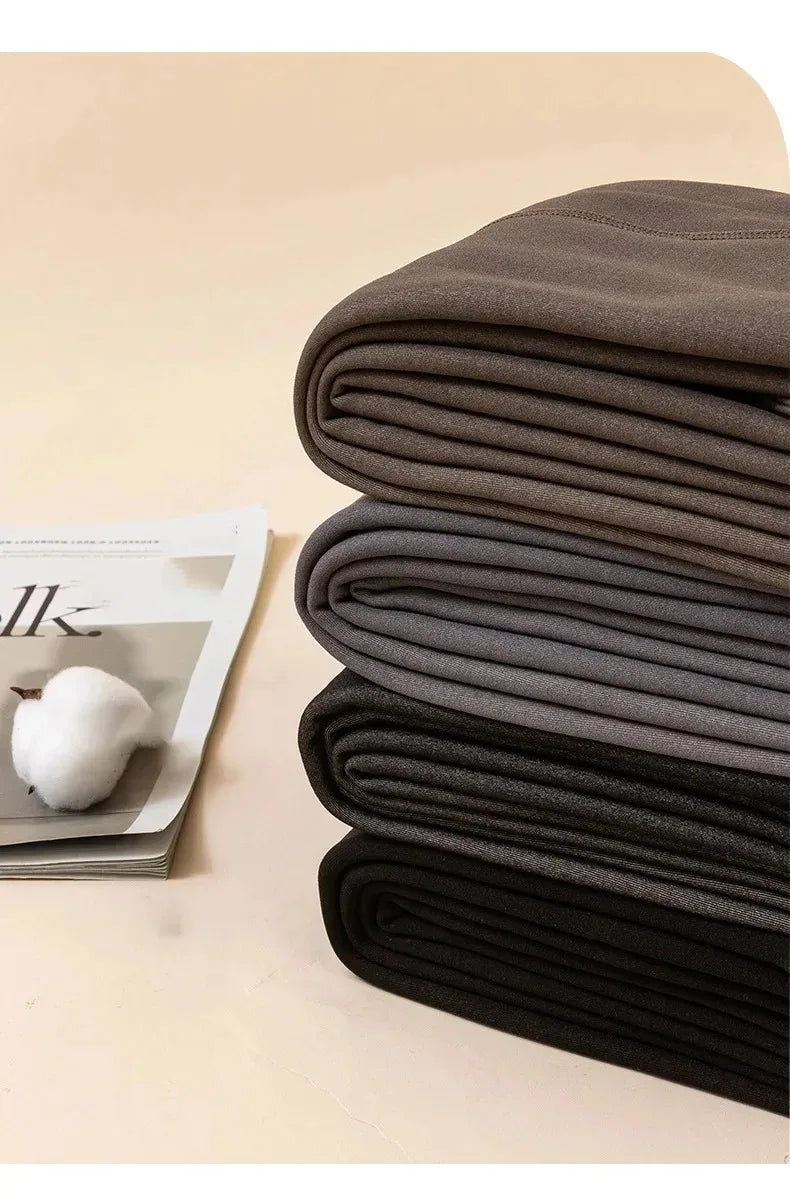 Luxtrada Womens Plus Size Thick Winter Tummy Control Fleece Lined Sheer Tights Fake Translucent Warm Leggings Thermal Opaque