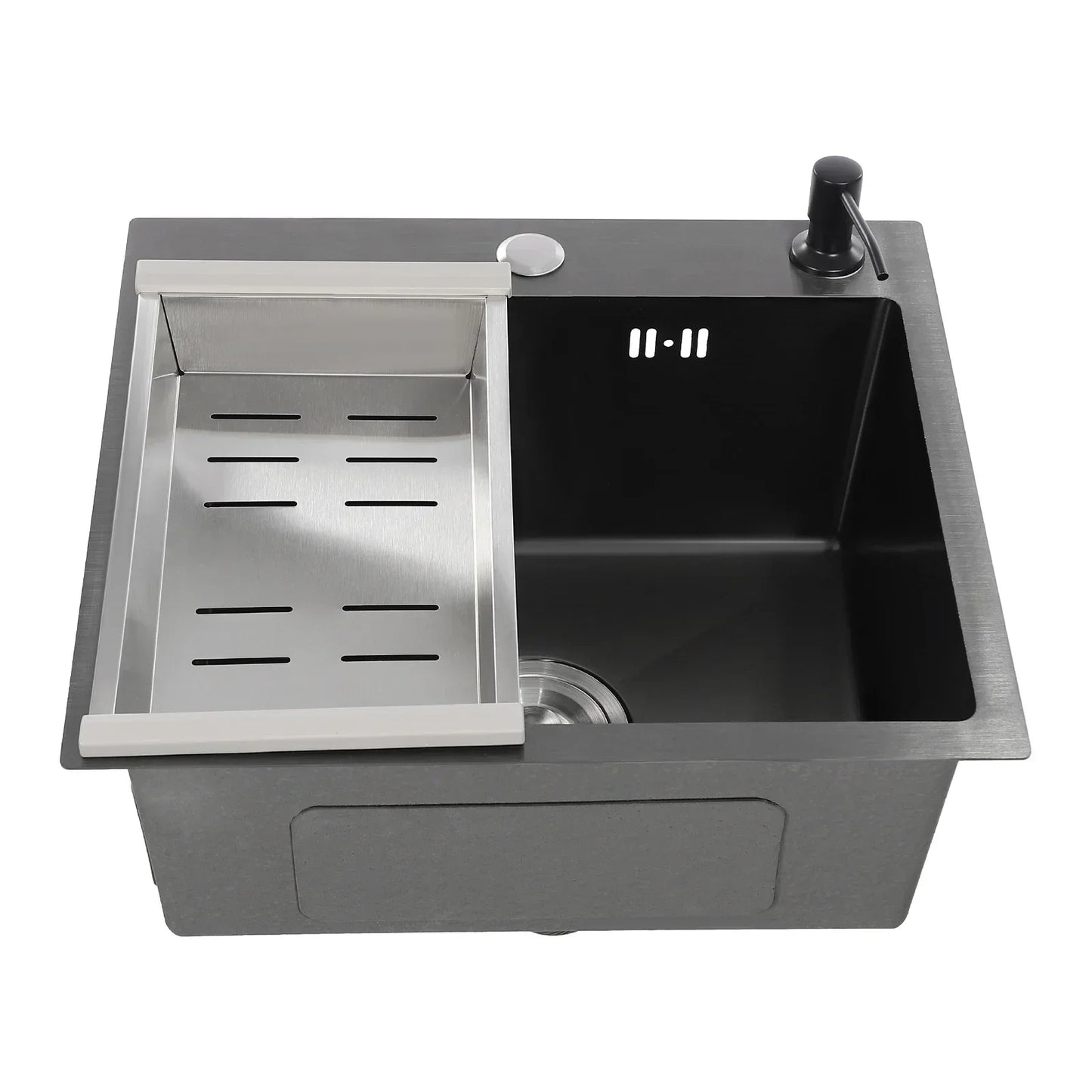 Küchenspüle aus Edelstahl 201 mit Wasserhahn, Seifenspender für Häuser, Restaurants, Wäschezimmer, Keller, 45 x 40 x 20 cm