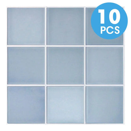 10Pcs PVC Square Peel and Stick Wall Panels, Living Room Decorative Wall Panels, Waterproof and Easy to Install, Bathroom