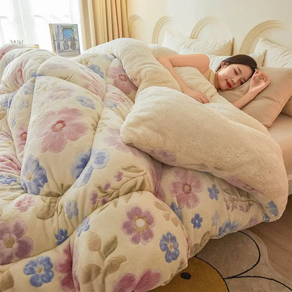 New winter quilt lamb wool autumn spring thickened super warm fiber  - et constant temperature milk cashmere bedding comforter.