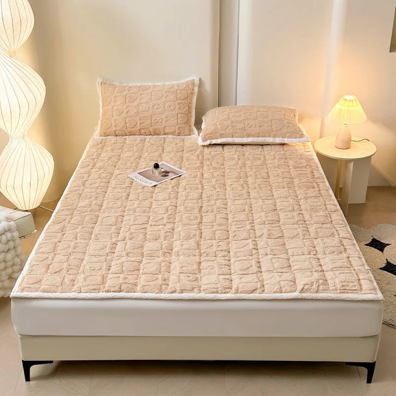 Winter Taft Velvet Mattress Topper Pad Fleece Bedspread Fold Non-slip Thin Tatami Mat Student Dormitory Bed Sheet Mattress Cover