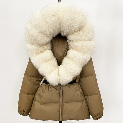 OFTBUY 2025 Winter Kleidung Puffer Jacke Frauen Echt Fox Pelz Mit Kapuze Dicke Warme 90% Weiße Ente Unten Mantel Weibliche Parkas wasserdicht