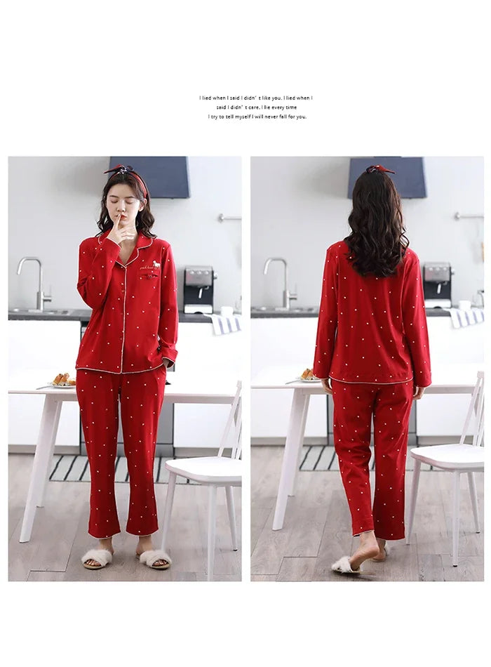 Feminino Warm Sleepwear White PJ 2025 Fashion Pure Cotton Pyjama Femme 100% Cotton Pajama For Women Winter Soild Pink Pijamas.