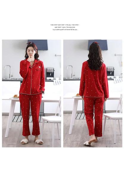 Feminino Warm Sleepwear White PJ 2025 Fashion Pure Cotton Pyjama Femme 100% Cotton Pajama For Women Winter Soild Pink Pijamas.