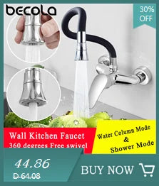 Stainless Steel Wall Mounted Kitchen Faucet Wall Kitchen Mixers Kitchen Sink Tap 360 Degree Swivel Flexible Hose Double Holes
