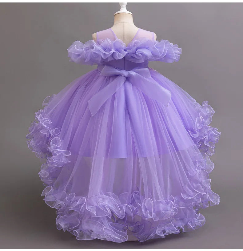 3-10 Jahre altes Mädchen Kinder schleppendes Kleid neues elegantes Mädchen Performance Puffrock Prinzessin Rock Blume Kinder Hochzeit Mädchen.