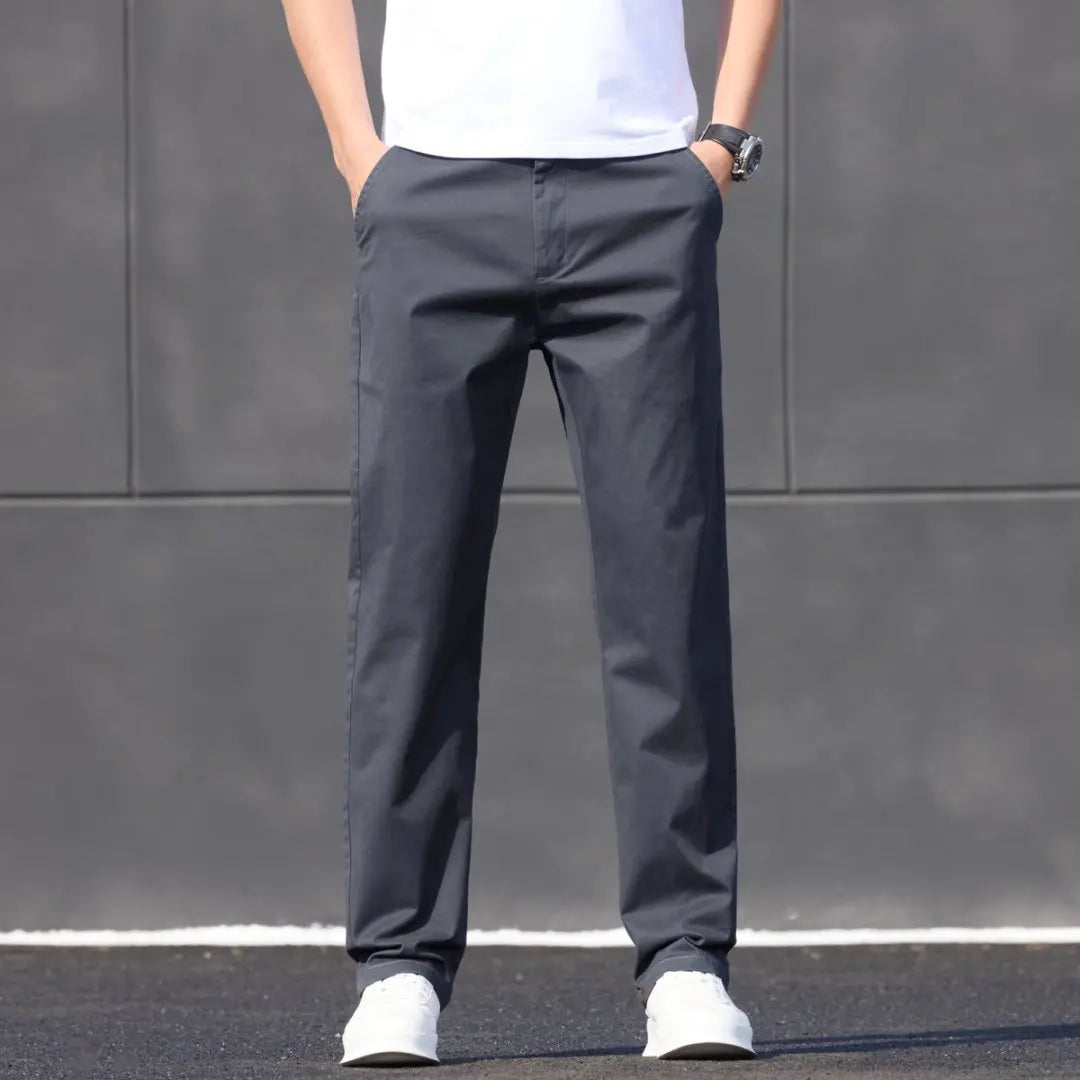 2025 Stretch Men Pants Straight Fit Cotton Golf Trouser Male Spring Summer Formal Dress Office Work Casual Black Navy Blue Khaki.