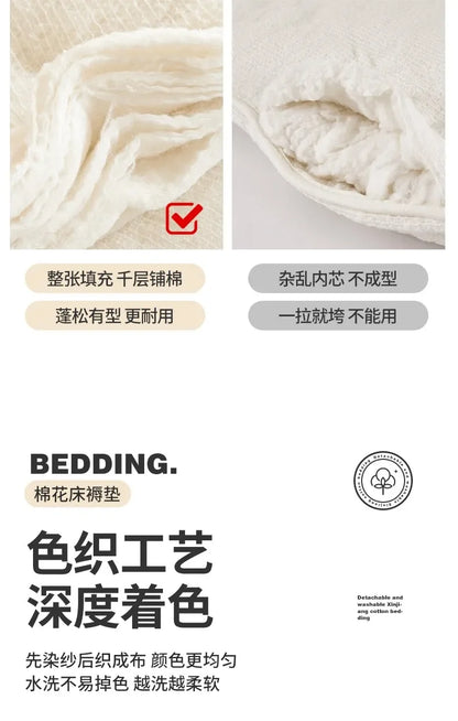 2024 removable and washable Xinjiang cotton mattress mattress fish scale net thickened winter quilt student dormitory mattress.