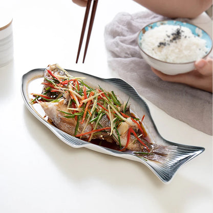 Japanese Ceramic Fish Plate White Irregular Plate Healthy Tableware Kitchen Cookware Dessert Sushi Pasta Plate Hotel Tableware.