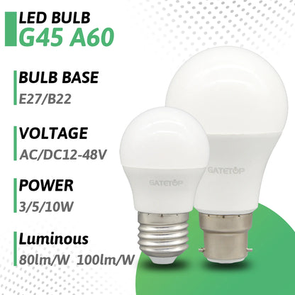 1-10PCS LED AC DC 12V 24V 48V Glühbirne E27 B22 Basis Niederspannung Glühbirnen für Boot RV Schuppen Off Grid Kabine Solar Power.