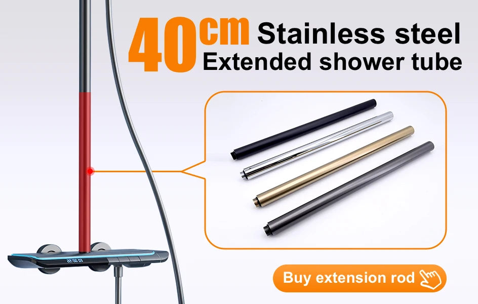 VGX LED Digital Shower System Modern Bathroom Temperature Display Shower Faucet Set Rainlfall Bathroom Mixer Bidet Shower Set