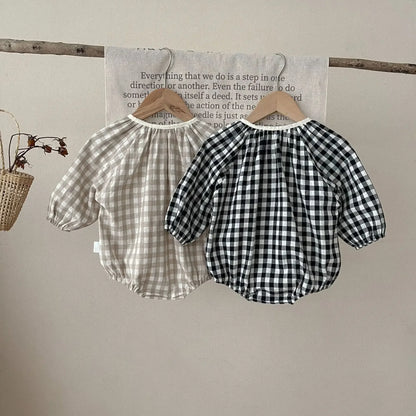 Frühling Herbst Ins Neugeborenen Plaid Langarm Body Lose Junge Baby Onesie Casual Kind Mädchen Baumwolle Strampler Kleinkind Kleidung.
