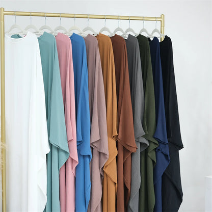 Ramadan Eid Soft Crepe Khimar Batwing Abaya Dubai Islam Muslim Modest African Dresses For Women Kaftan Kebaya Robe Femme Musulma
