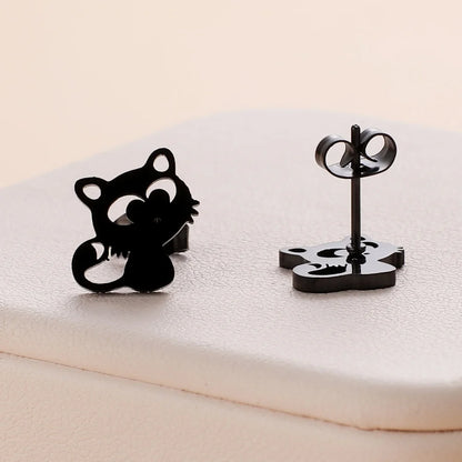 Stainless Steel Halloween Ghost Cat Stud Earrings For Women Girls Gold Color Waterproof Fashion Ear Party Jewelry Gift Wholesale.