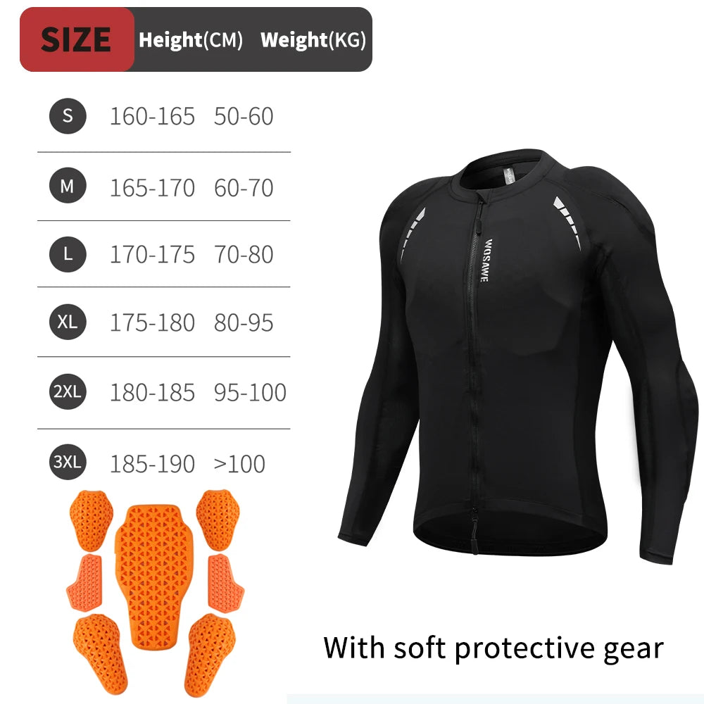 WOSAWE Men's Motorcycle Racing Jacket Off-Road CE Protective Gear Motocross Soft Armor Body Protector Sports Racing Equipment