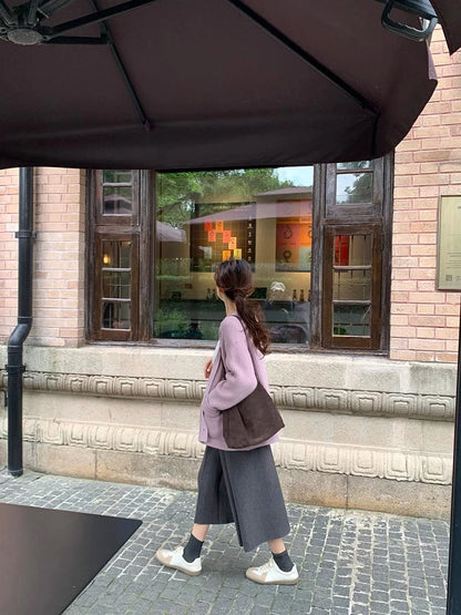 Thick Hepburn Style Woolen Pleated Skirt High Waist Slimming Casual Half Skirt Women Autumn Winter Unique Long Skirt