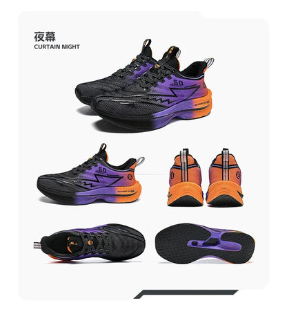 Men Sport Shoes Professional Cushioned Carbon Plate Running Shoes Breathable Lace-up Casual Sneakers Marathon Athletic Footwear