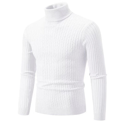 2025 New Men's High Neck Sweater Solid Color Pullover Knitted Warm Casual Turtleneck Sweatwear Woolen Mens Winter Outdoor Tops