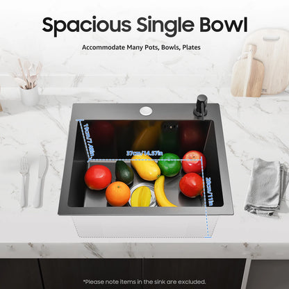 40 x 45 x 20 cm Küchenspüle-Set, Spüle aus Edelstahl 201 mit Abflusskorb und Seifenspender für Küchen, Badezimmer, Waschräume