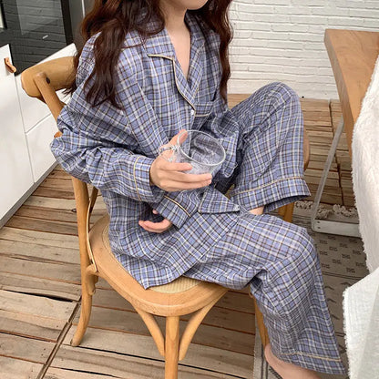 Women's Spring and Autumn Ins Korean Version of Pajamas Loungewear Women's Cardigan Milk Silk Sweet Loungewear Two-Piece Set.