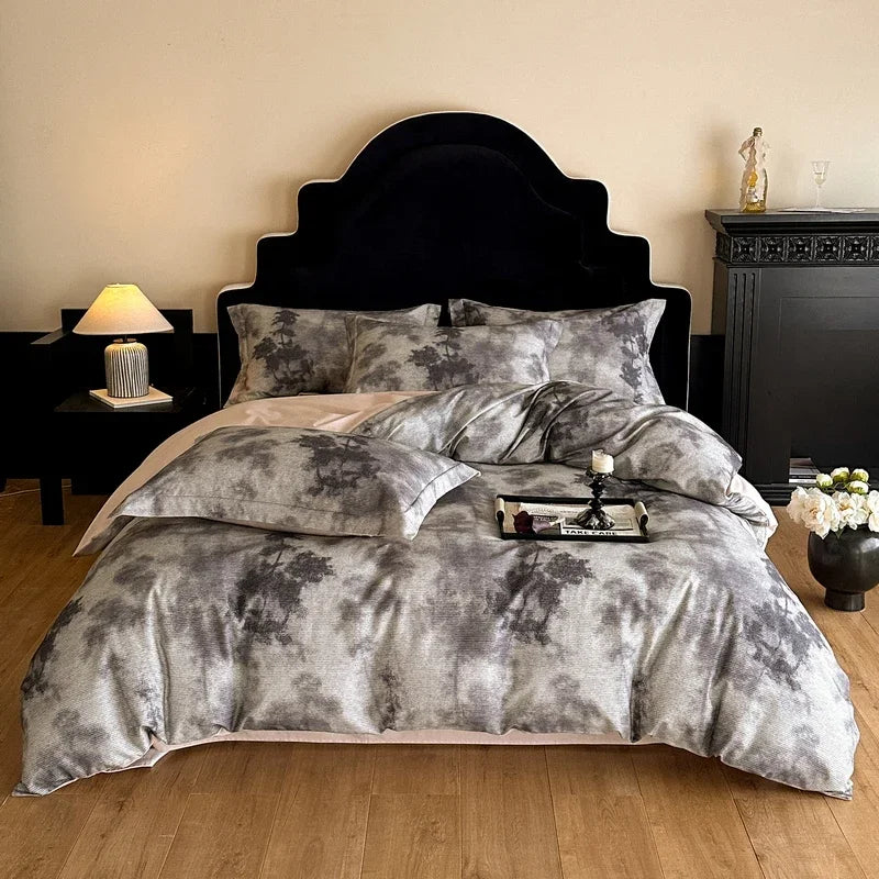 Cotton Bedding Set Luxury Soft Duvet Cover Flat Sheet Pillowcases Single Double Queen King Size Quilt Cover Set