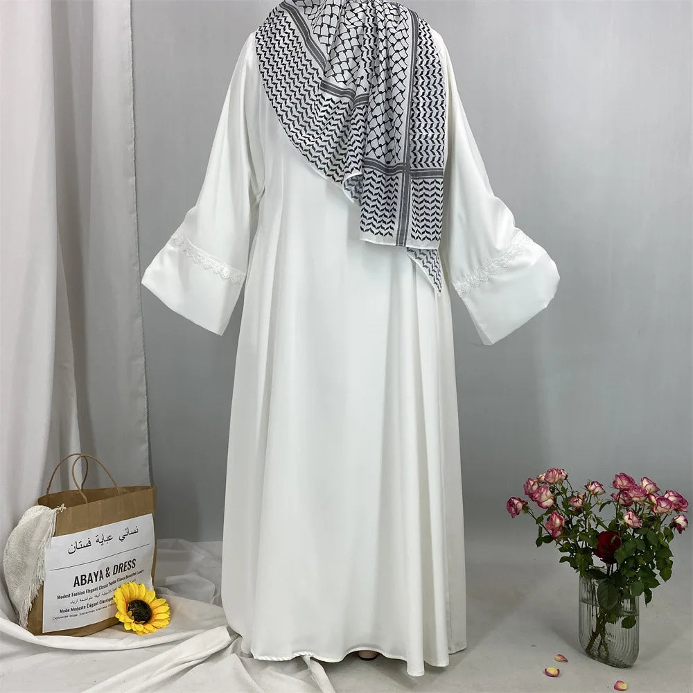 Ramadan Eid Mubarak Open Black White Muslim Modest Kimono Abaya Damen Dubai Islam Women Kebaya Kaftan Robe Femme Musulmane.