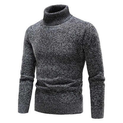 Autumn Winter Fleece Sweater Men Thicker Turtleneck Warm Pullover Slim Fit Man Clothes Luxury Brand Black Brown Jumpers Elastic.