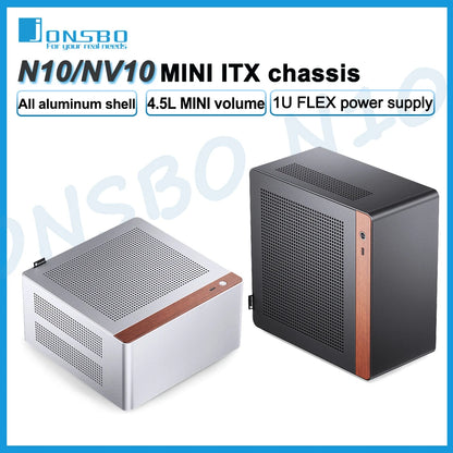 JONSBO N10/NV10 MINI ITX Case Supports 1U FLEX Power Supply Aluminum Alloy Desktop Office Computer Case.