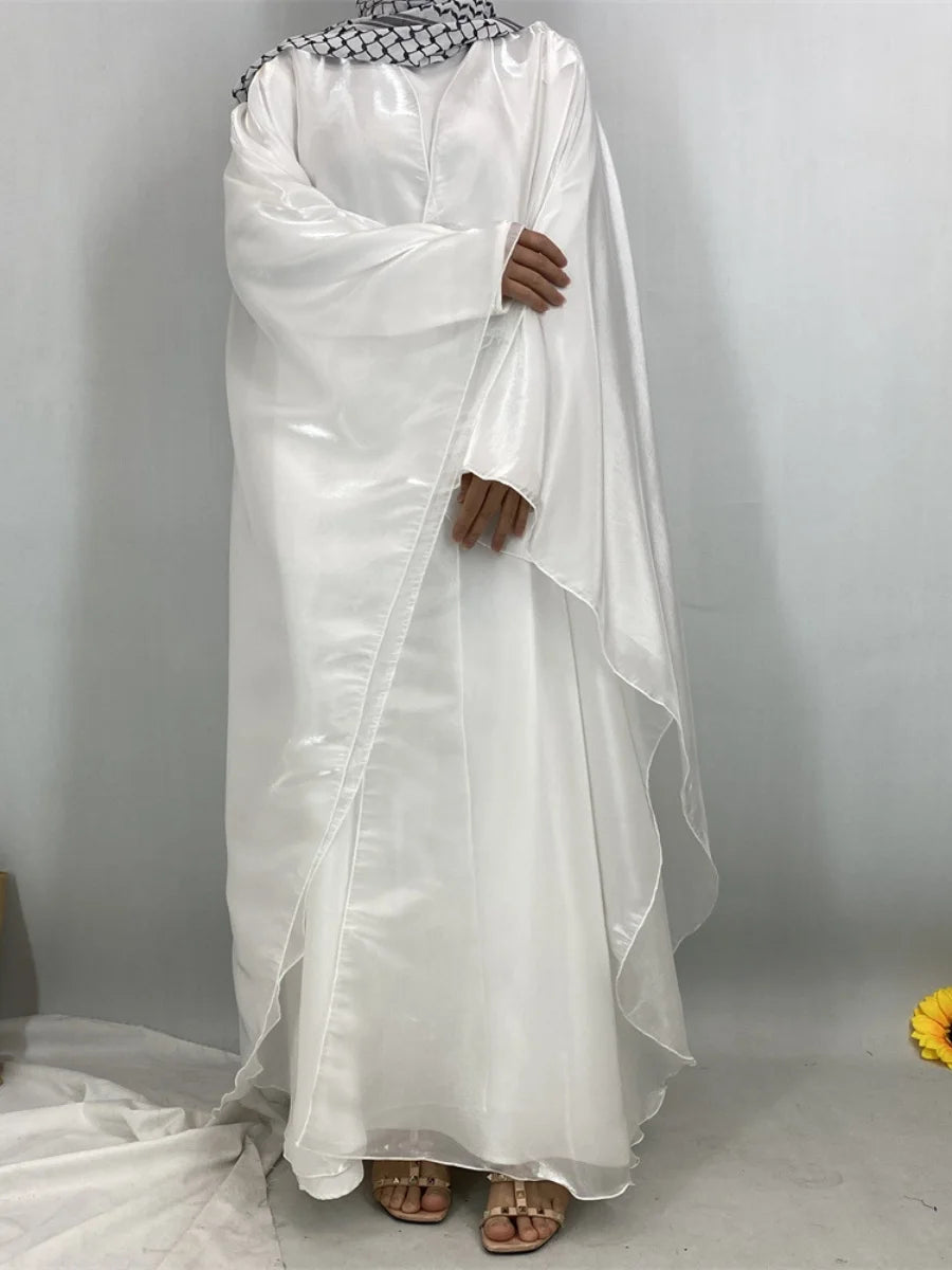 Muslim Women Dubai Abaya Stain batwing sleeve Long Dress Kimono Cardigan Kaftan Modest Robe Femme Islam African Dresses Kebaya.