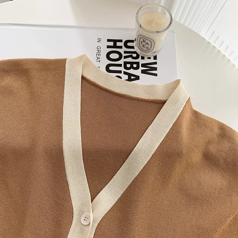 Fashion Knitted 2 Pieces Sets Women V-Neck Single Breasted Cardigan+High Waist Wide Leg Long Pants 2024 New Solid Sweater Suits.