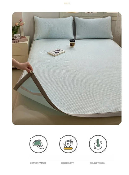 Summer Cooling Quilted Mattress Protector Cover Thickened Breathable Mattress Topper for Single Double Queen King Size Bed.