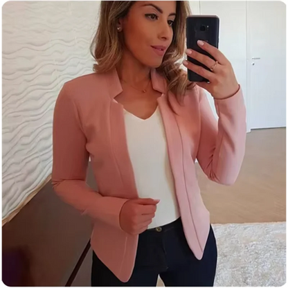 Strickjacke einfarbig lang ärmel ige Damen elegante Anzug Jacke täglich Büro Mode Straße Herbst Slim Fit Top.