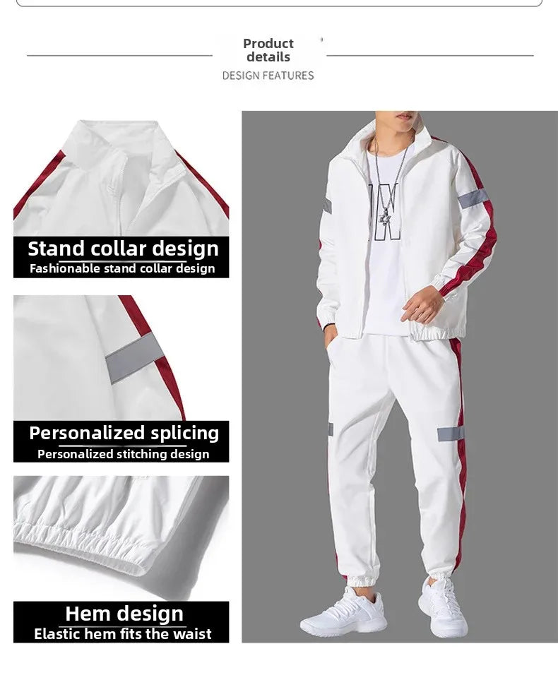 Trendy Men's Sportswear Set Casual Open Cardigan Sweatshirt Jacket with Pants Autumn Winter New Style Cross-Border Clothing.