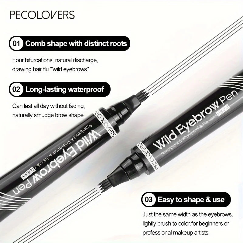 6 Colors 1pc Eyebrow Pen Waterproof 4 Split Tip Eyebrows Pen Eyebrow Tattoo Pen Waterproof Liquid Black Eyebrow Makeup Pencil.