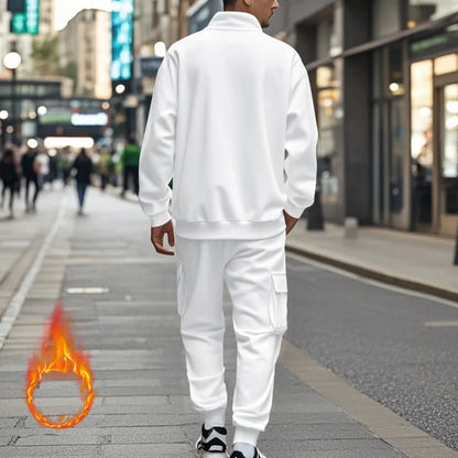 2024 Herbst und Winter Herren-Sporthosen-Set aus lässigem Samt mit warmem Reißverschluss.