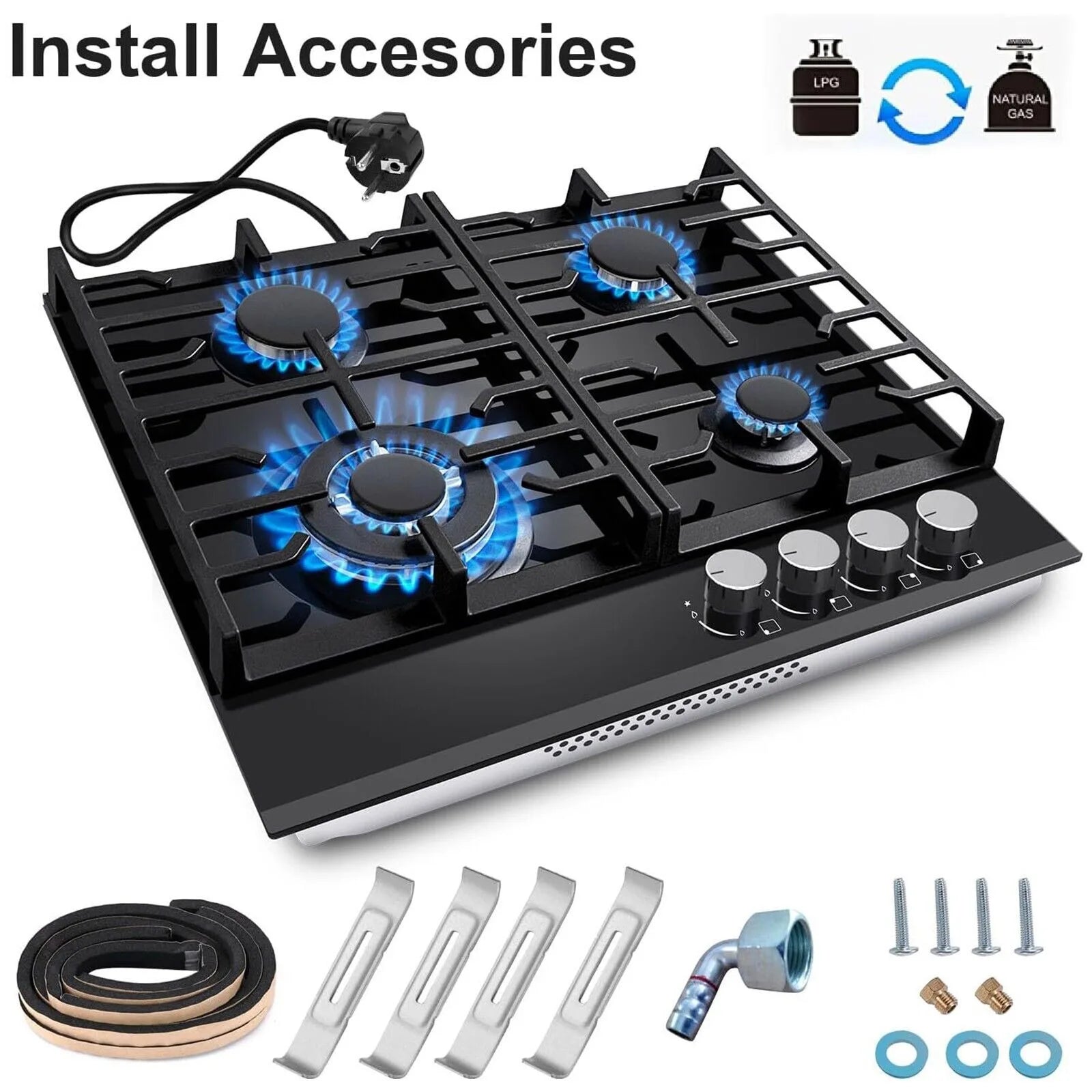 TopStrong 4-burner glass ceramic built-in stove natural gas Propanga gas hob EUGCT-B04.