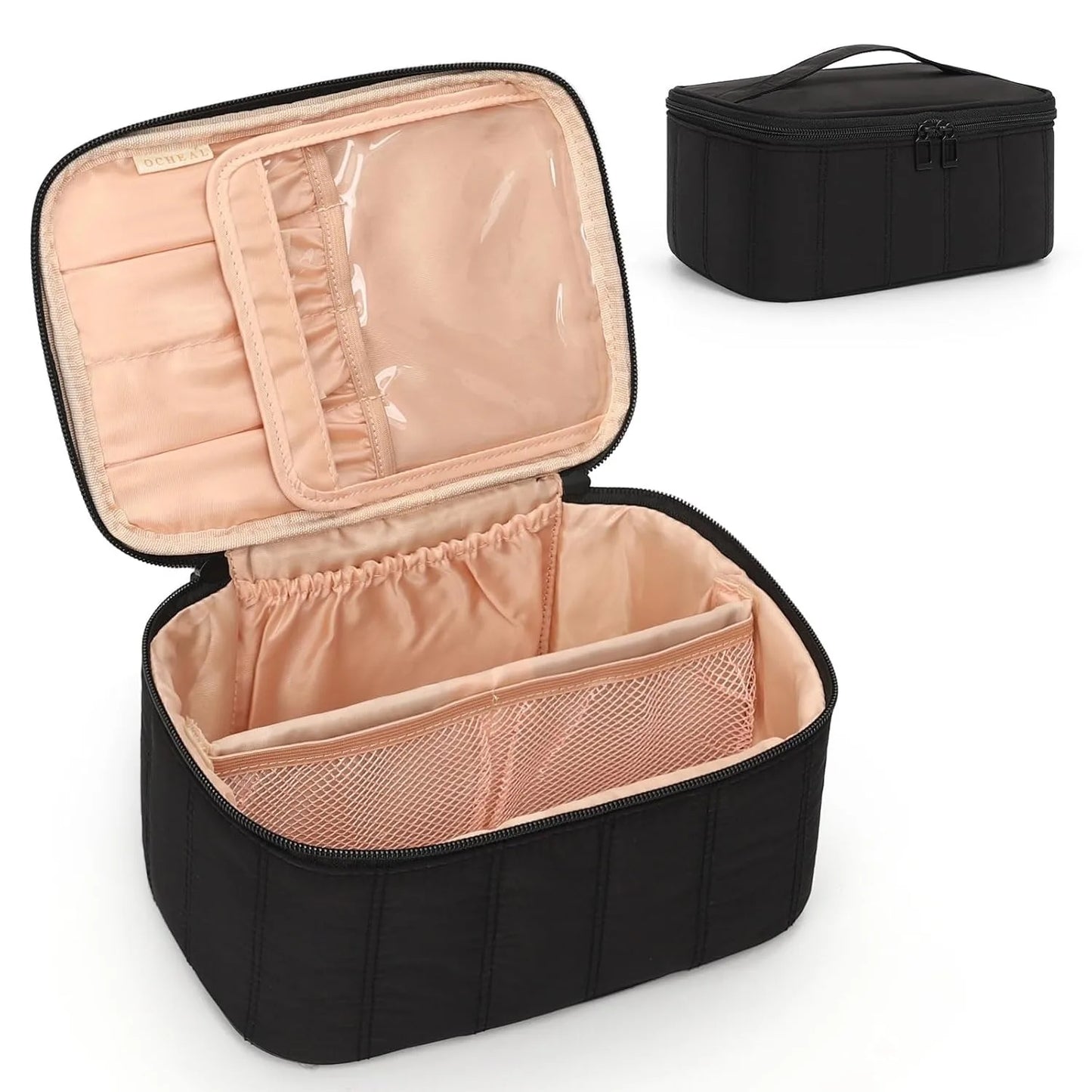 Makeup Bag Portable Cosmetic Bag Large Capacity Travel Makeup Case Organizer Black For Women Toiletry Bag for Girls Traveling